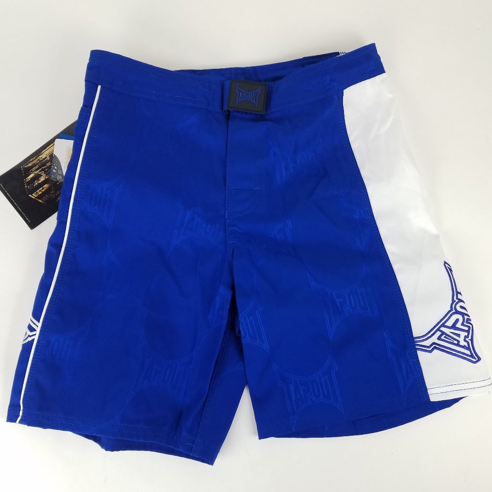 TapOut Boys Sz 14 (30" Waist) MMA Shorts Boxing Fighting Training Blue White